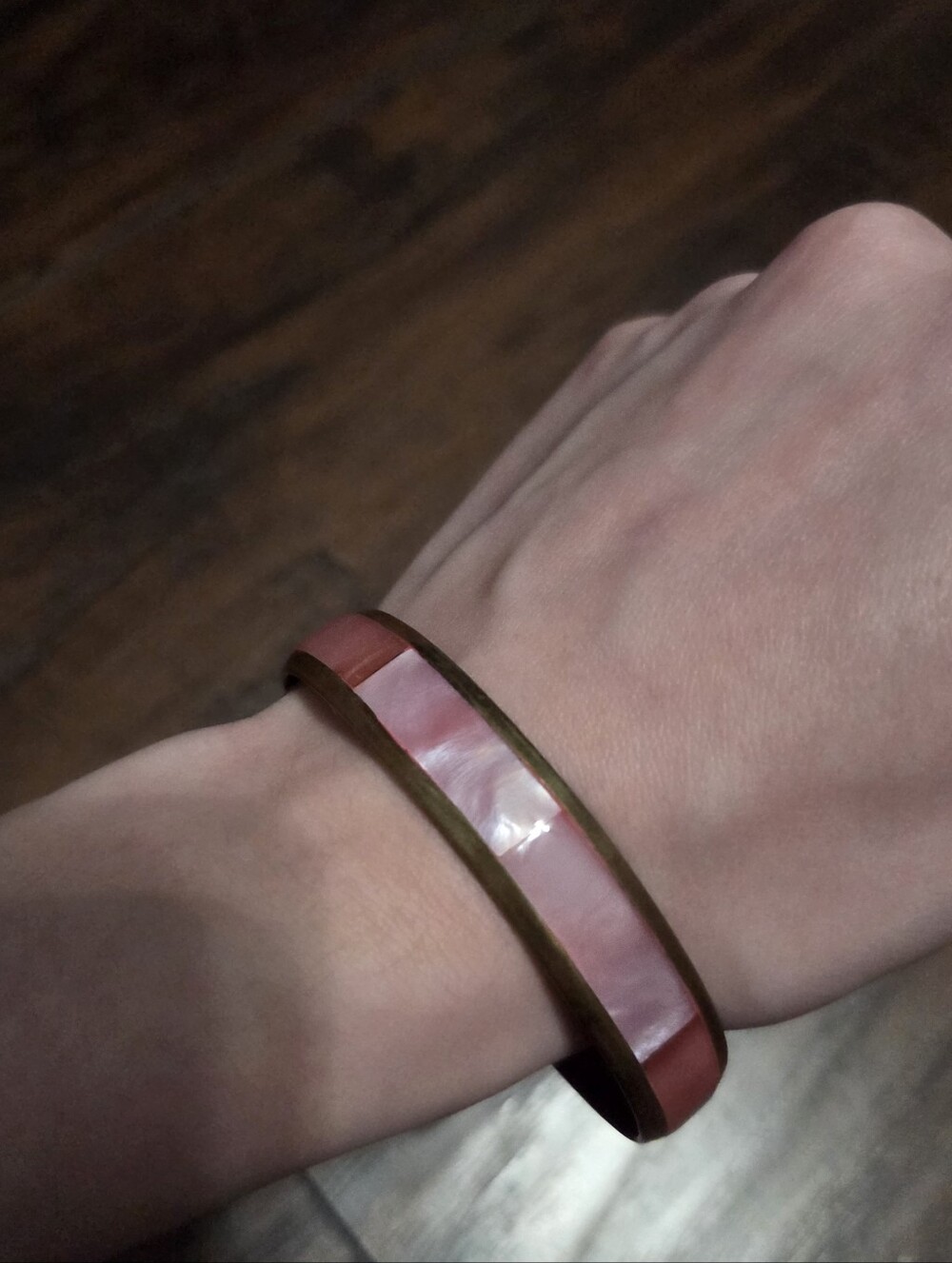 Pink Metal Seashell Bangle Bracelet